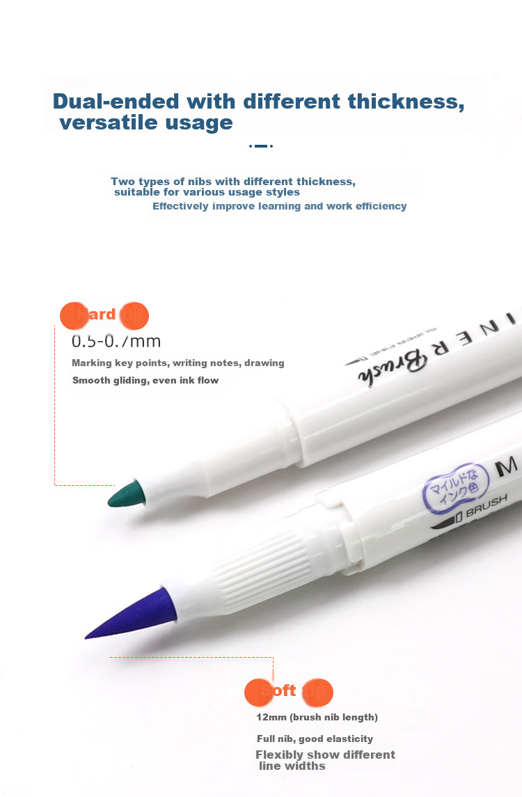 ZEBRA Dual-Tip Highlighter Pen, Rainbow Color Planner Pen, Student Highlighting Marker Pen, WFT8 Brush Elegant Series, WFT8-5C 5-Color Set 3