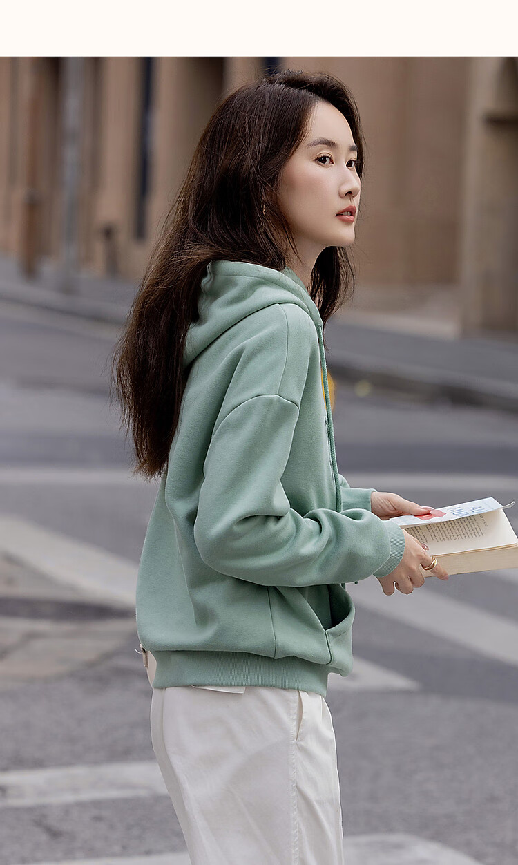 Dme [Embroidered Blossoms] Winter Casual Hooded Fleece-Like Warm Exquisite Tatami Embroidered Loose Sweatshirt Women's Top 18