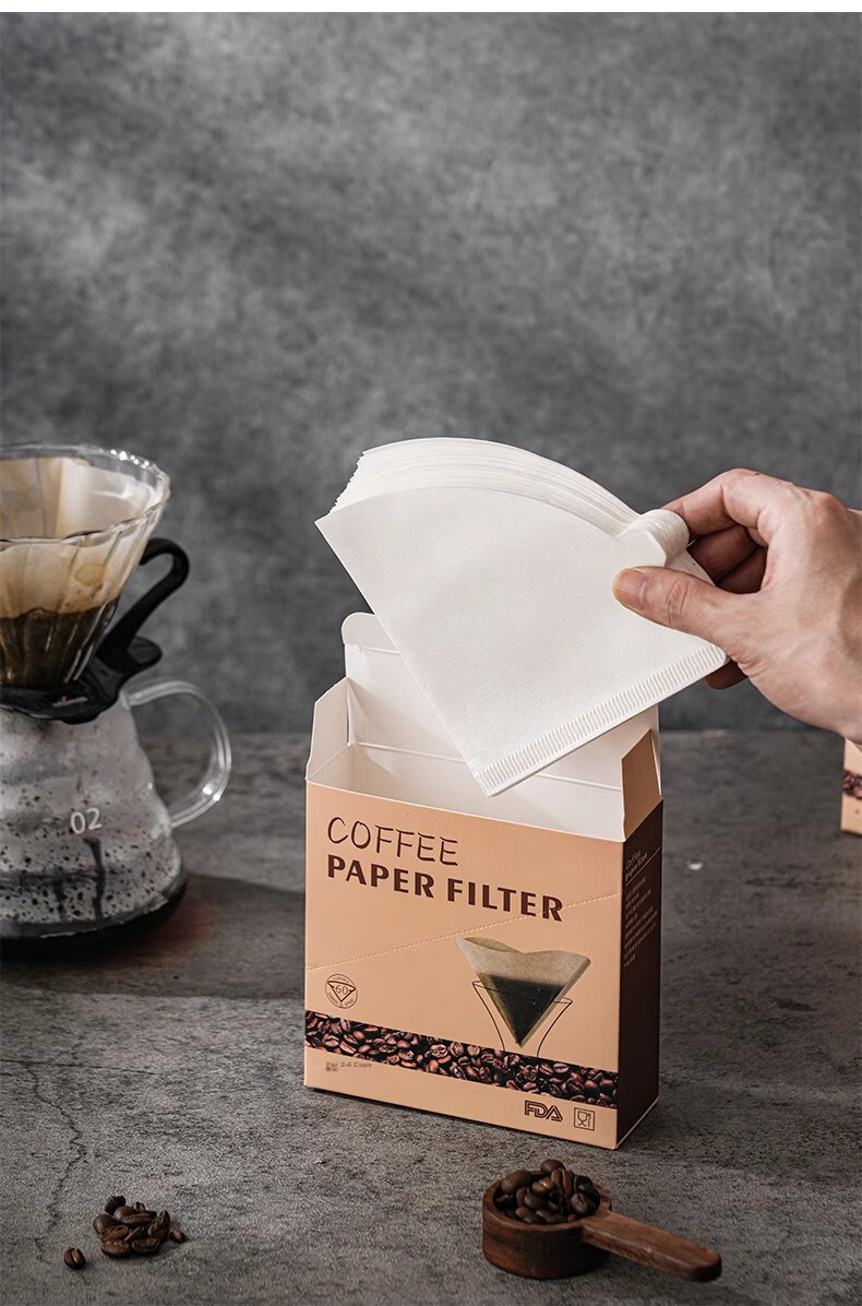 YIJUKE [50 Sheets] V01 Coffee Filter Paper V60 Pour-Over Coffee Drip Paper, V-Shaped Funnel Filter Cup Dedicated Filter Paper, Conical Shape 12