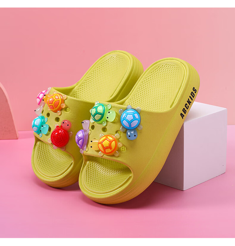 ABC KIDS Children's Sandals Spring And Summer Girls Indoor Bath Baby Home Boys Turtle Slippers Soft Yellow 34-35 9