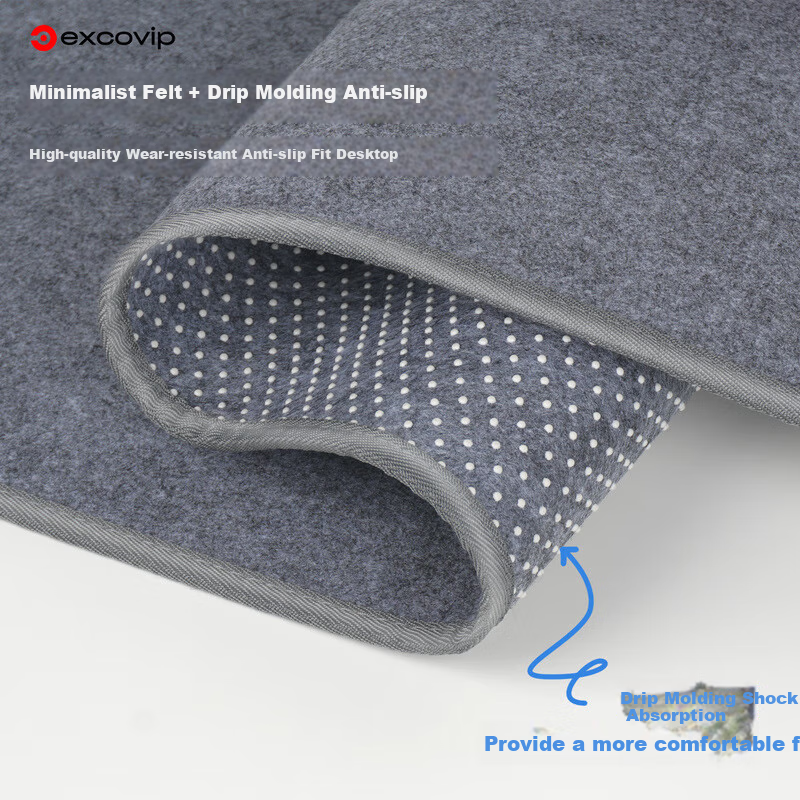 EXCO Edge-Locked Felt Mouse Pad, Computer Desk Mat, Extra Large Size, Office And Gaming Use, Wear-Resistant, Non-Slip Rubber Bottom, Thickened Desk Mat, E-Sports Keyboard Pad, 1000*500mm, Dark Gray 0381 3