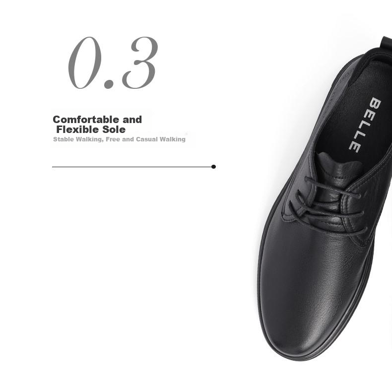 Belle Men's Shoes, Spring And Summer Cowhide Leather Breathable Business Casual Leather Shoes 7GM01, Black-Punched, Size 42 6