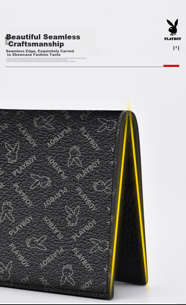 PLAYBOY Wallet, Men's Long Multi-Card Slots Fashionable ID Document Holder, Lightweight Multifunctional Purse for Students, Birthday Gift 5