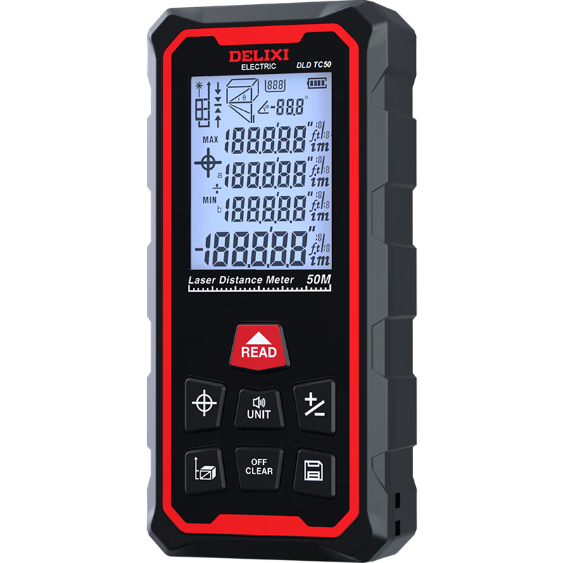 DELIXI ELECTRIC Laser Distance Meter Upgraded High-Precision Electronic Tape Measure with Projection Line 50m Range