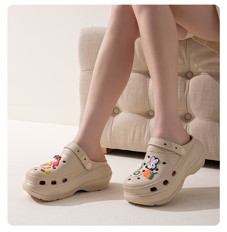 Taxiang Women's Perforated Beach Sandals, Thick-Soled Platform Slippers for Outdoor Wear, TF249, White, Size 37/38 6