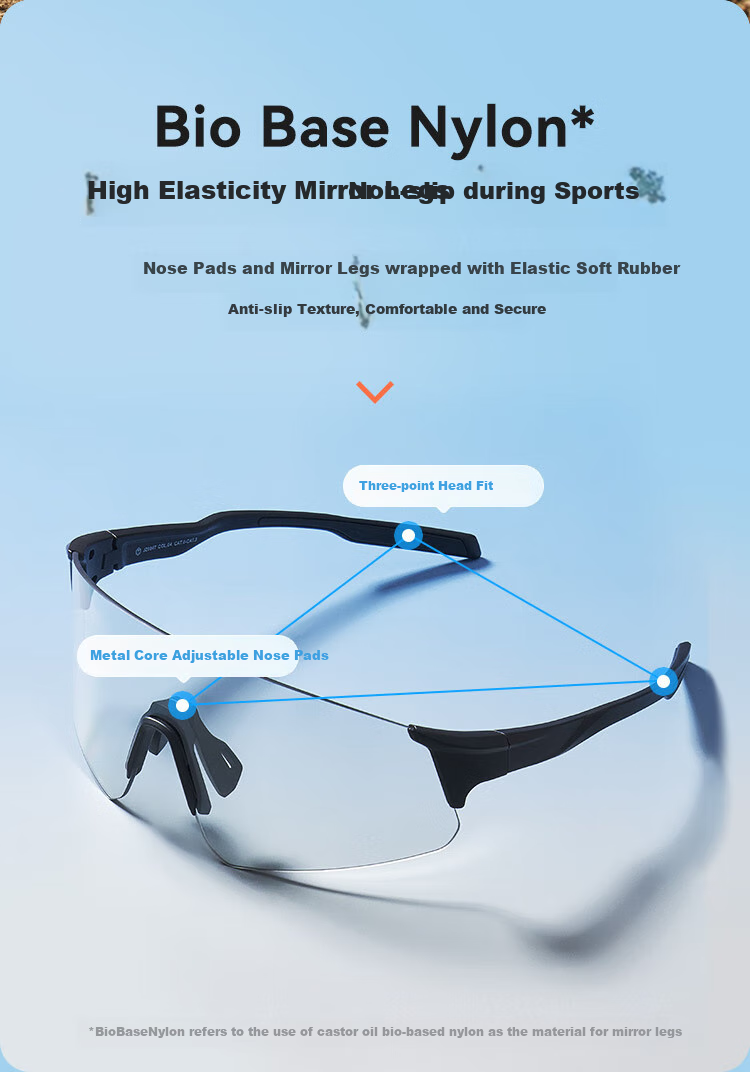 JD Original Sports Cycling Glasses, Photochromic Running Driving Sunglasses Goggles Sunglasses for Men And Women, White Frame 12