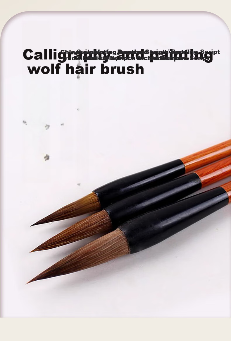 BGI-WAPM Wolf Hair Calligraphy Brush Set, Student Calligraphy And Painting Brushes, Four Treasures of The Study, Chinese Painting Copybook Practice Brushes Ink Paper Inkstone Large Medium Small Regular Script Adult Beginner Large Medium Small Combinatio 4