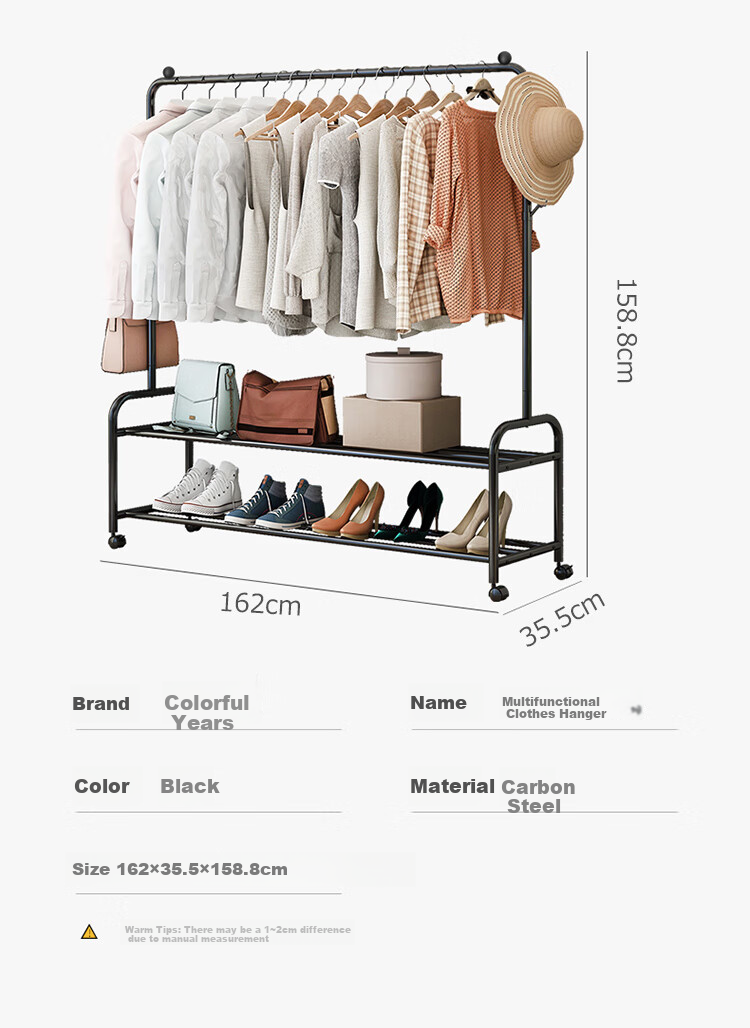 Yicainianhua Clothes Drying Rack, Floor-Standing Indoor Bedroom Hanger, Balcony Simple Clothes Drying Stand, Clothes Drying Pole, Clothes Hanger 2095 7
