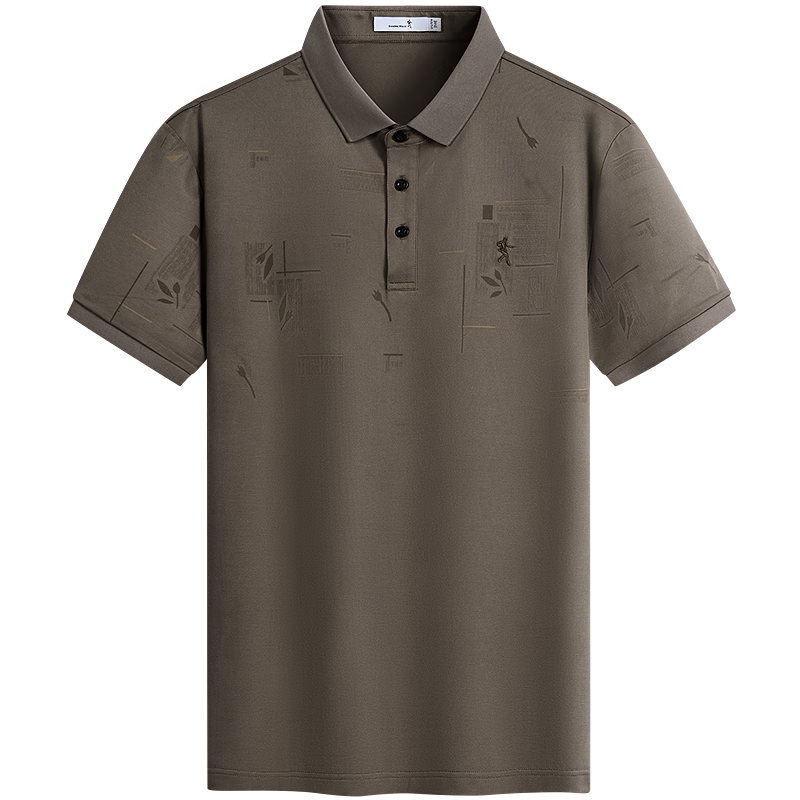 DANCING WOLVES [Mulberry Silk & Skin-Friendly] Summer Commute Versatile Breathable Men's Short-Sleeve POLO, 306 Brown, M(170)