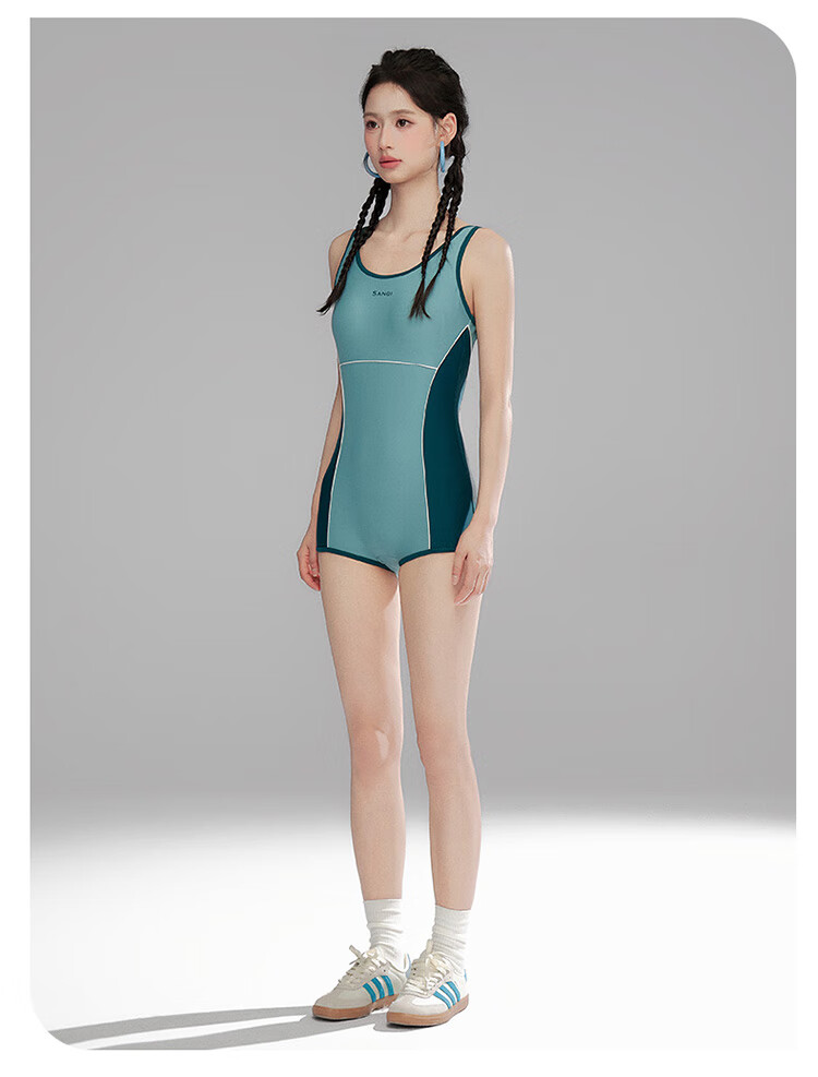 Sanqi Competitive One-Piece Swimsuit for Women, 2025 New Professional Training Large Size Conservative Boyshort Fitness Hot Spring Swimming Suit M 5