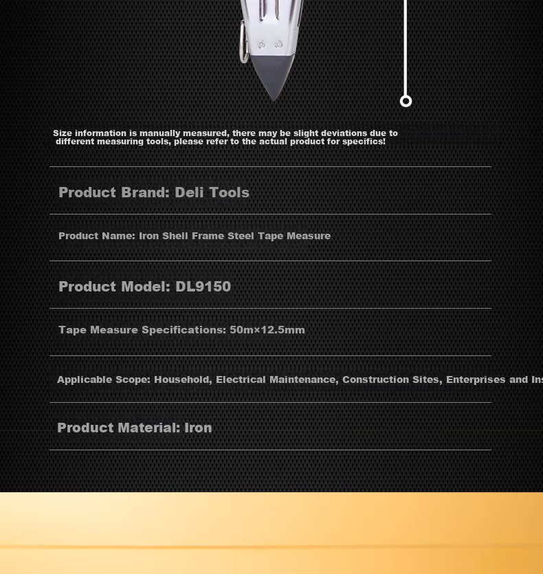 Deli Frame-Style Handheld Measuring Tape, Steel Reel Tape Measure for Engineering Measurement, 100m*12.5mm 5