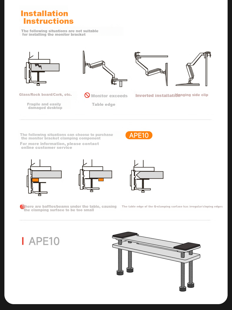 Brateck Beihu Laptop Stand, Monitor Stand Dual Screen, Computer Screen Multi-Screen Extension, Monitor Mechanical Arm One-To Computer Stand E500-2+APE40 8