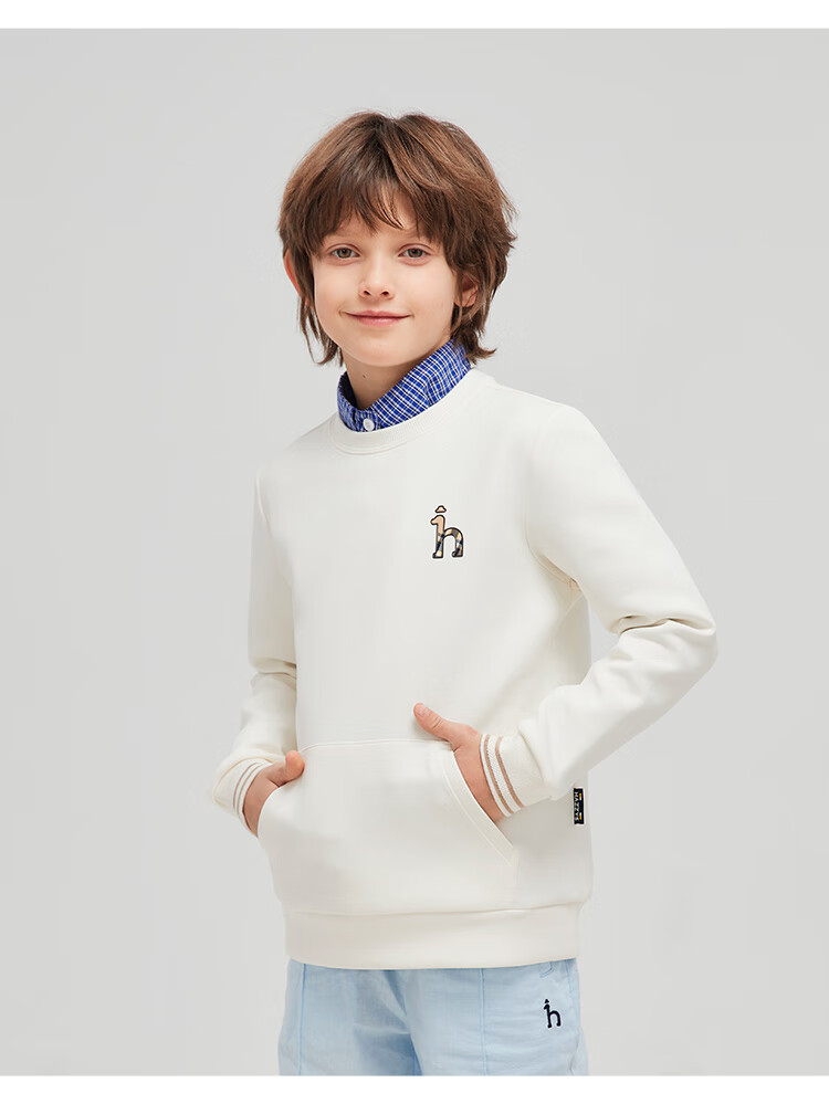 HAZZYS Brand Children's Clothing, Boys' Spring New Style, Elastic Comfortable Classic Round Neck Sweatshirt 7