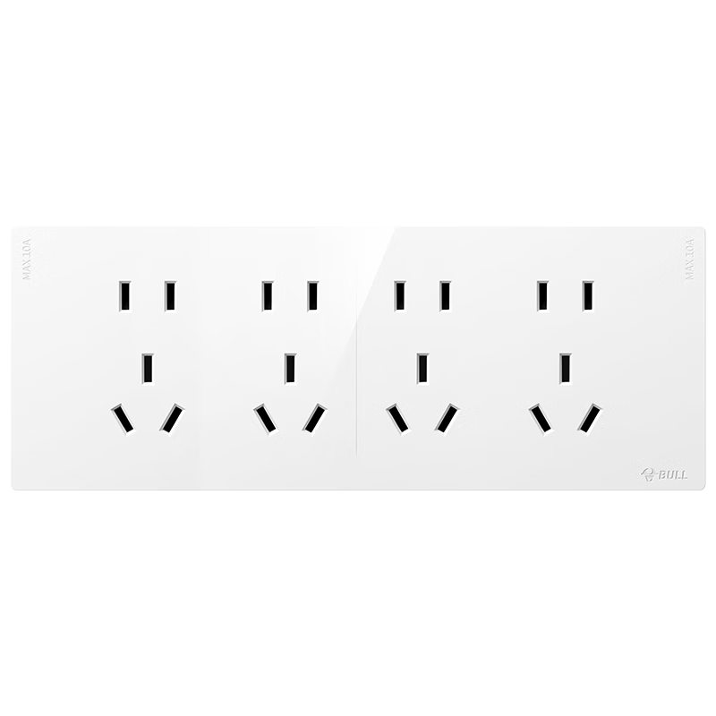 BULL Switch Socket, Ultra-Thin 118 Type Socket Switch, 20-Hole And Twelve-Hole Socket Panel G60Z456 Glossy White