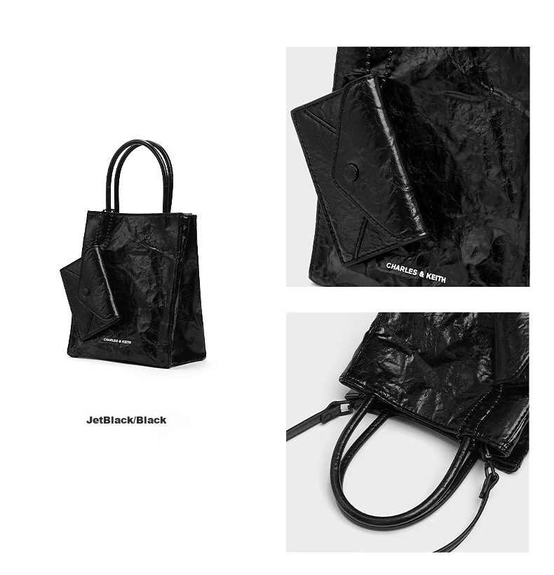 CHARLES&KEITH Solid Color Pleated Magnetic Handheld Shoulder Crossbody Tote Bag, Women's Bag, Birthday Gift, CK2-30782347 10