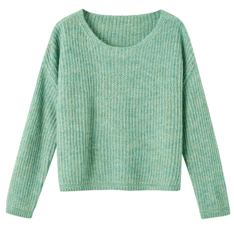 Mt [Containing Wool] Spring Mint Mambo Floral Yarn Sweater, High-Elasticity, Concealing, Petite Women's Knit Top