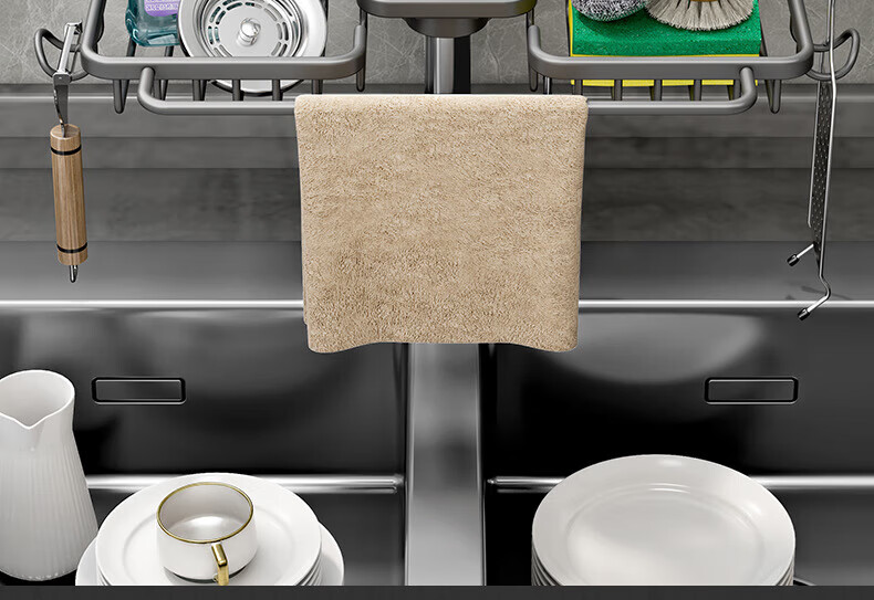 Jingyan Faucet Storage Rack Kitchen Sink Organizer Draining Rack Dishcloth Holder Hanging Basket 6