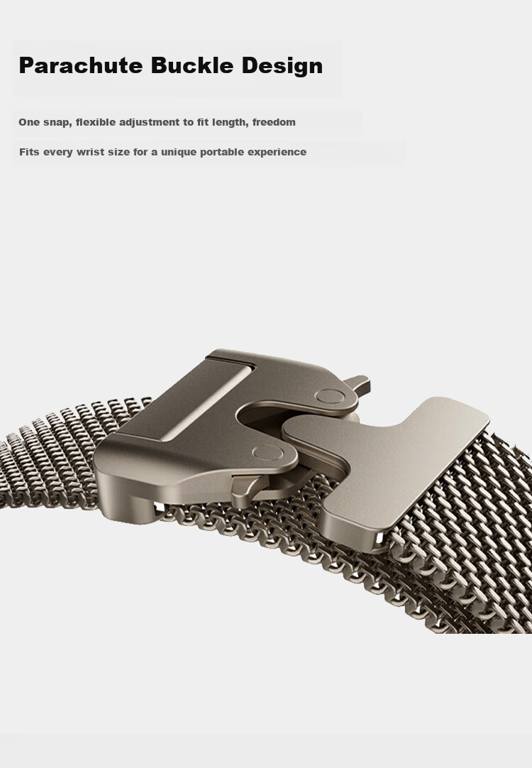 MSSM Compatible Apple Watch Band for Apple IWatch S12/Ultra4/3/S11/10/9/SE3/2, Milanese Parachute Buckle Strap - Titanium Color 44-49mm 5