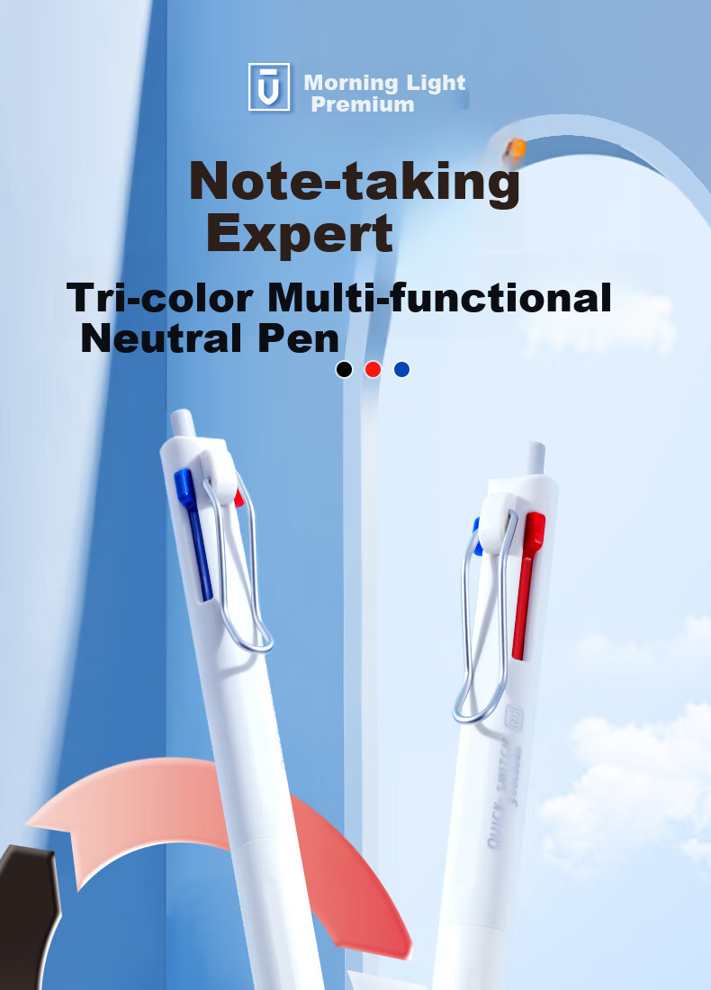 M&G Stationery Premium Three-Color Multi-Purpose 0.5mm Retractable Gel Pen, Quick-Drying Bullet Tip in Red, Blue, And Black, for Students' Office Journal/Note/Taking/Marking, Single Pen AGPK6502 1