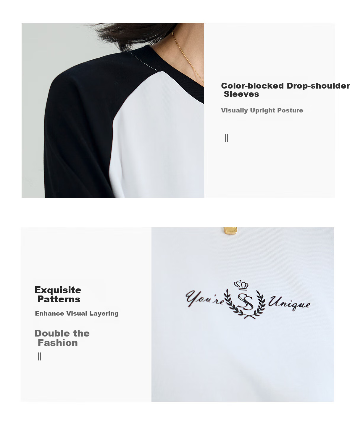 Chushen Spring And Autumn Long-Sleeve T-Shirt for Women, Wilderness Maillard Round Neck Contrasting Color Splicing Simple Loose Base Shirt S143T2022 19