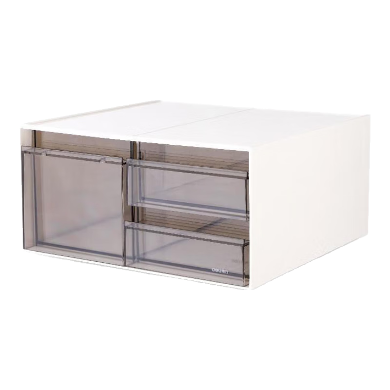 Deli Combination Drawer Storage Box, Dormitory Bedroom, Desktop Compartment Organizer Stackable, White, PK112