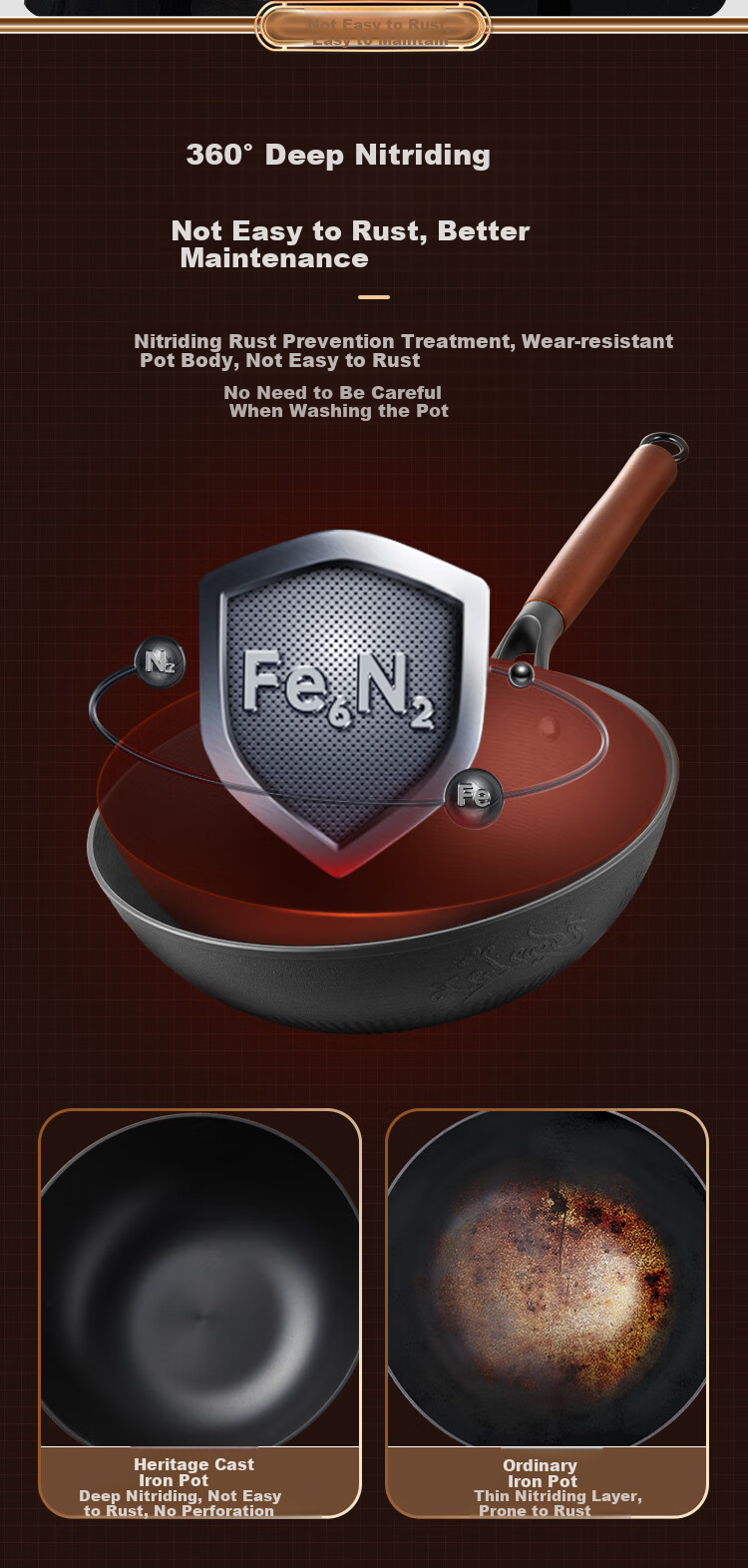 COOKER KING Cast Iron Wok, Flat Bottom Frying Pan, 30cm, Nitrided Anti-Rust, Suitable for All Stoves, Heritage CC30CG 7