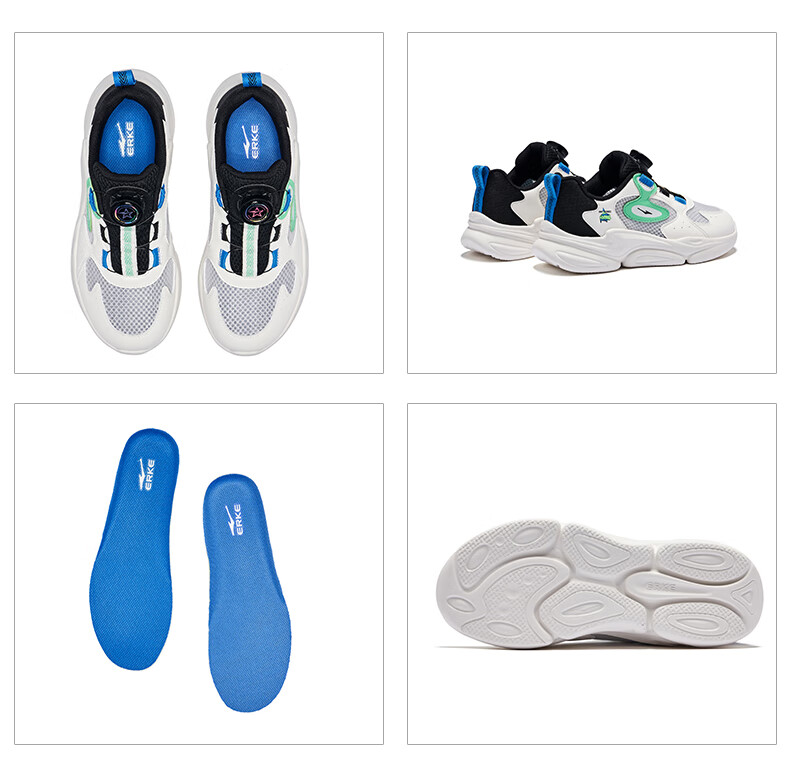 ERKE Children's Shoes, Boys And Girls Casual Shoes for Older Kids, Summer Outdoor Sports Shoes for Kids, Misty Gray/light Oxygen Blue, Size 37 34