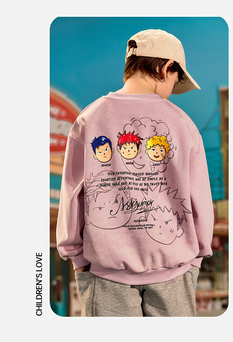 ASK JUNIOR Children's Sweatshirt, 2026 Autumn Boys' Tie-Dye Gradient Round Neck Pullover Printed Long-Sleeve Top 18