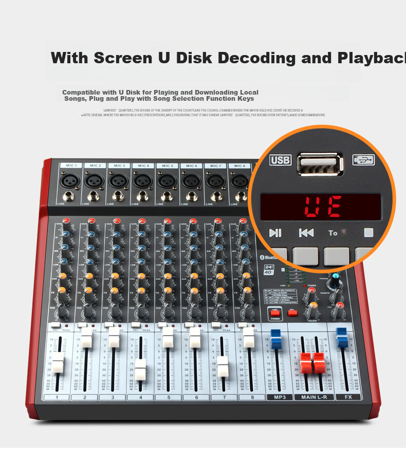 SHILE 12-Channel Professional Mixing Console for KTV, Stage Events, Meetings, Performances, Recording Digital Analog Mixer Tianqin No. 10 with XLR Cable Versio 6