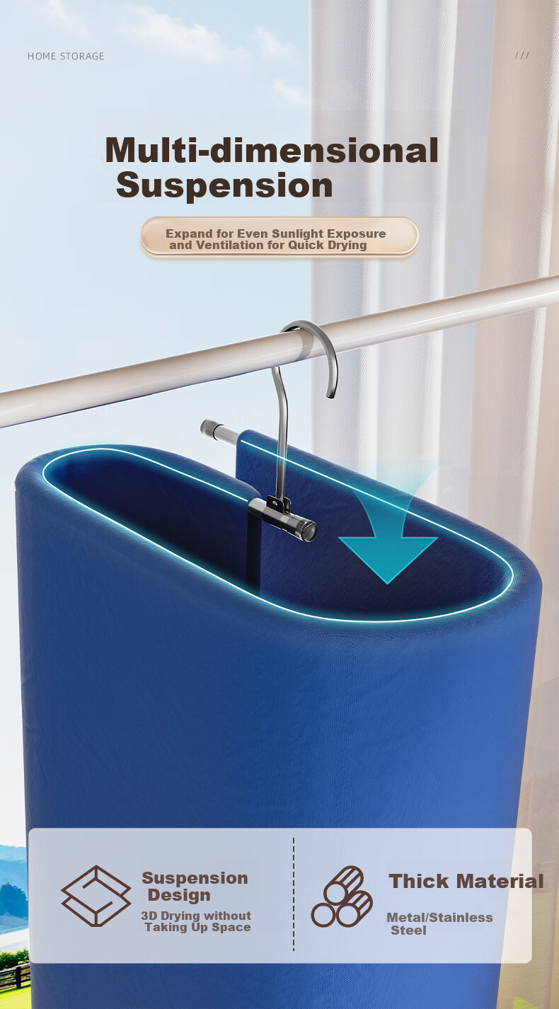 Jiadu Spiral Clothes Drying Rack Large Round Rotating Balcony Home Quilt and Sheet Dryer 4