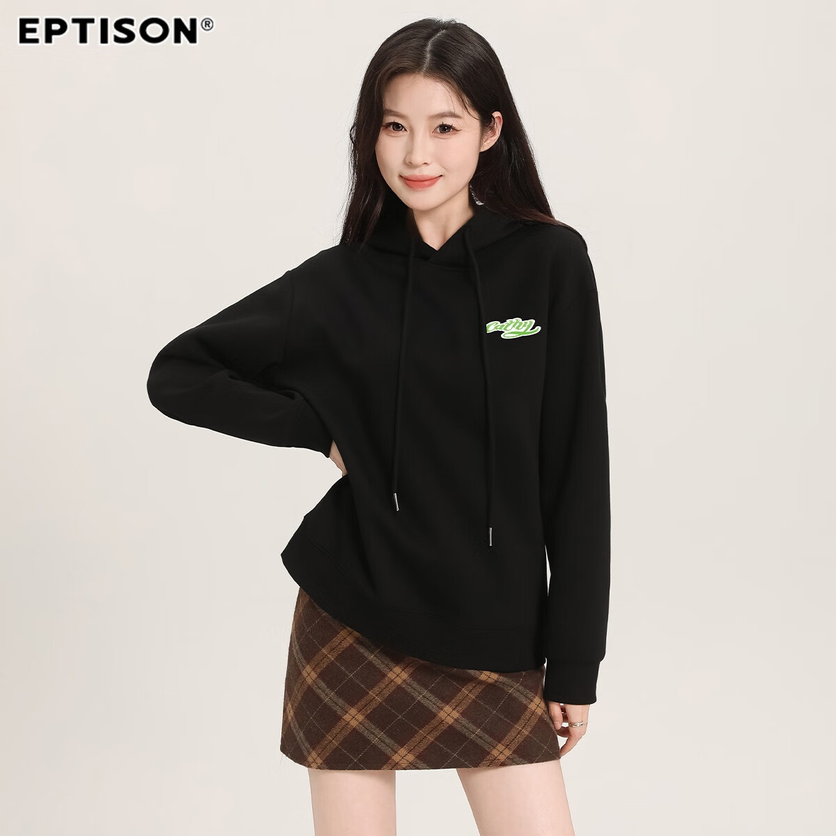Yipintiancheng Spring 2025 New Women's Hooded Sweatshirt, Loose Casual Pullover Long-Sleeve Letter Print Top for Wome