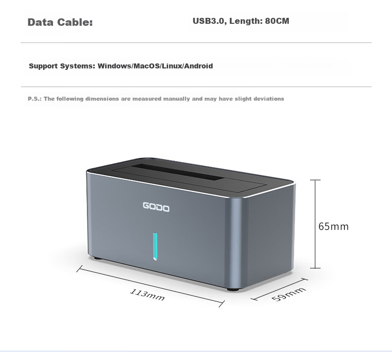 GODO External SAS/SATA Hard Drive Docking Station, 2.5-Inch/3.5-Inch Mechanical Hard Drive Enclosure, USB 3.0 External SSD Expansion, Compatible with Laptops And Desktop Computers 11