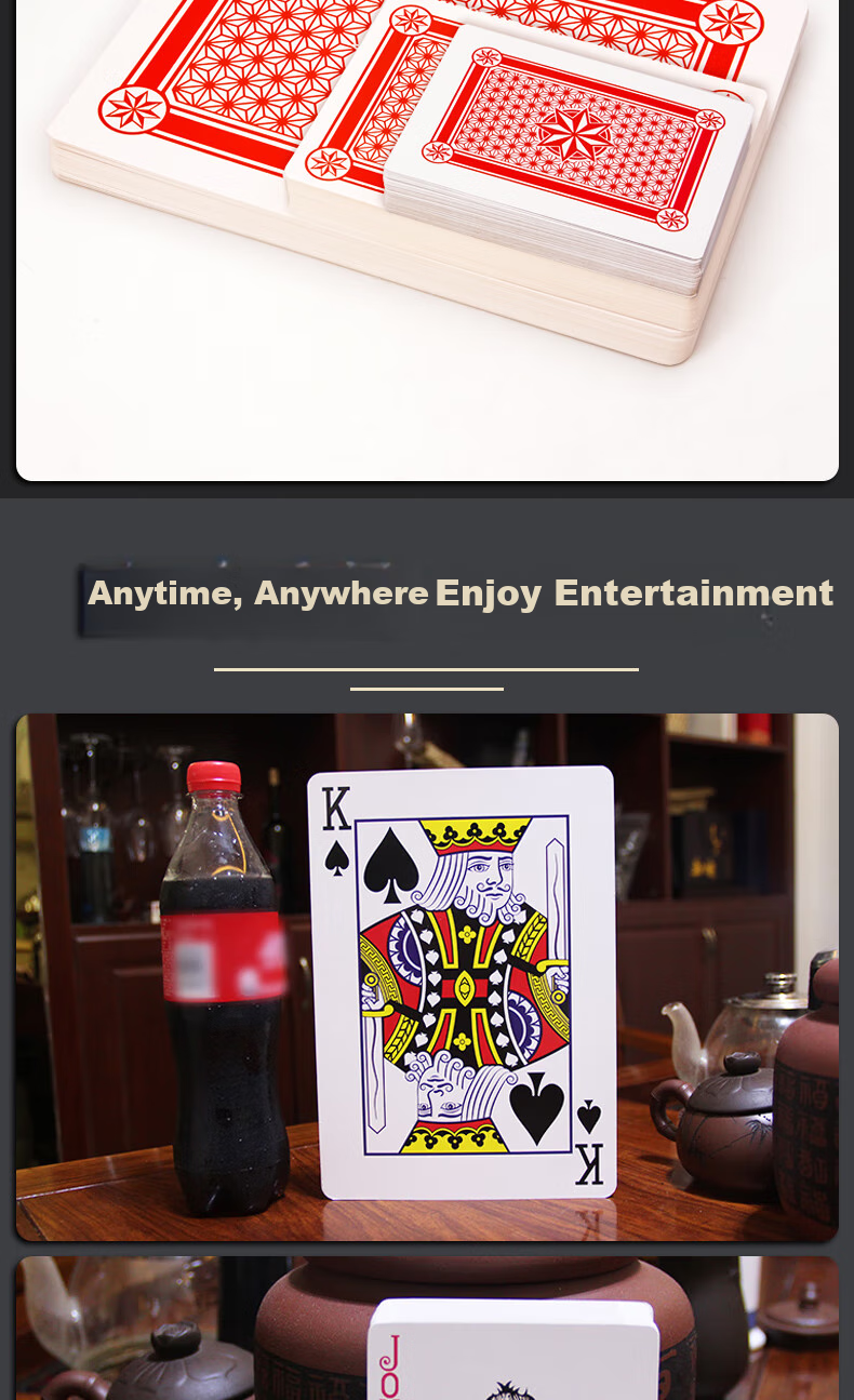 Huasheng 9x Enlarged Playing Cards, Extra Large Guandan Poker Cards, Card Game for Adults, Creative Poker, A4 Magic Props Cards 8