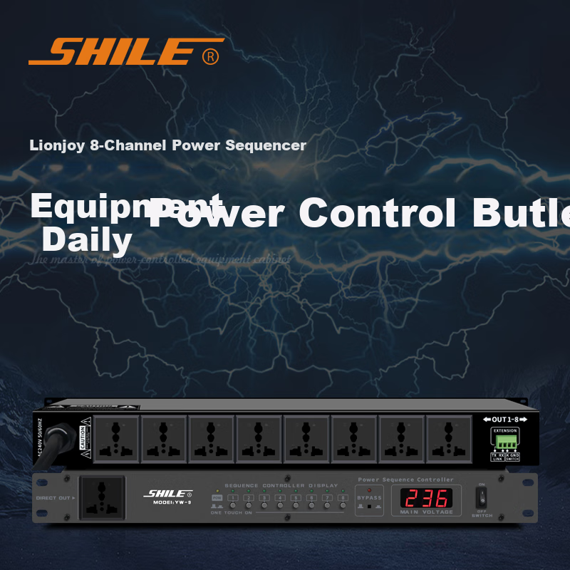 SHILE YW-9 High-Power 8-Channel Power Sequencing Controller for Stage, Conference, KTV Audio Equipment Professional Controller Voltage Regulator Burn Prevention Socket