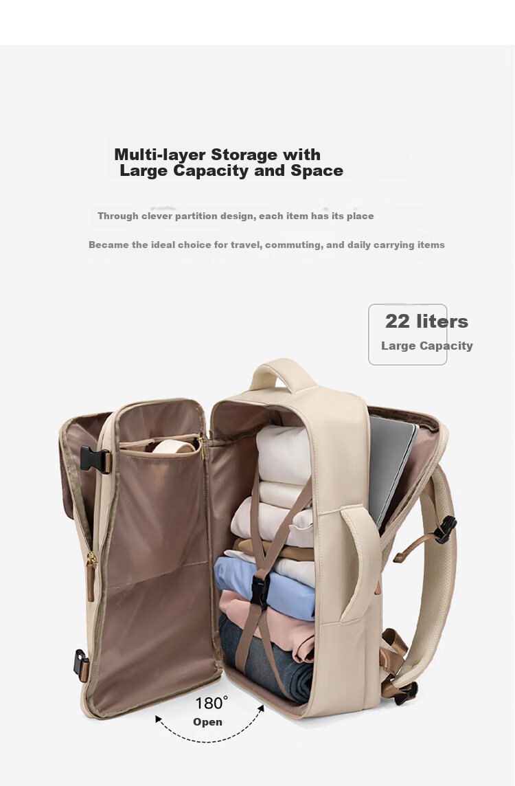 POLO Backpack for Women, Travel Luggage, Large Capacity Suitcase, 17.3-Inch Laptop Bag, Business Trip Travel Bag, Carry-On Approved 6
