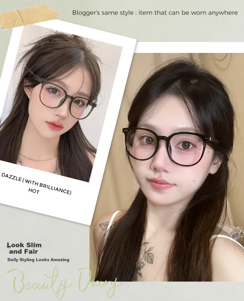 LOHO Ultra-Light Round Frame Glasses for Women, Suitable for Myopia, Cold Tea Color, Face-Slimming Effect, Bare Face Look, Blue Light Blocking, Frame with Prescription Zeiss Lenses 4