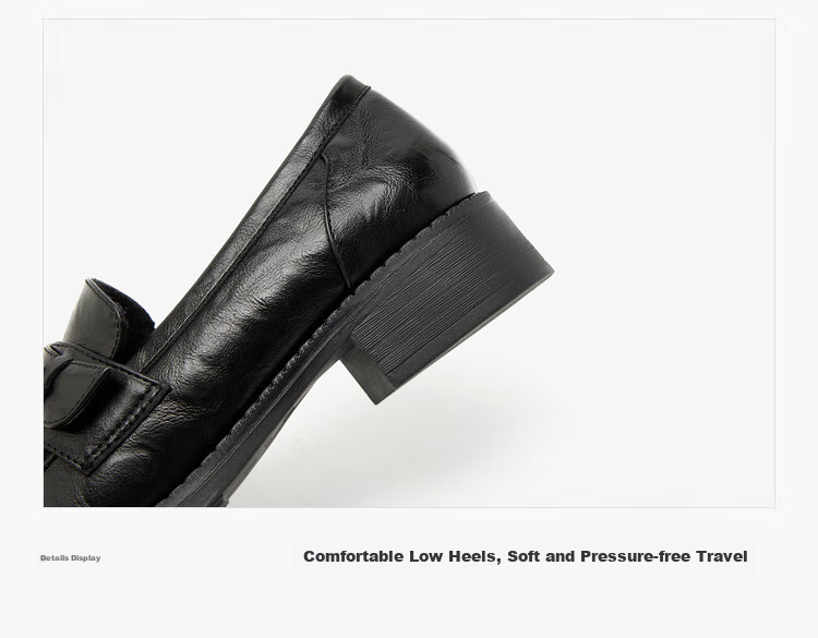 Westlink French Loafers for Women, 2024 New Autumn Slim-Fit Camellia Commuter Low-Heel Flats, Small Leather Shoes, Black, Size 36 32