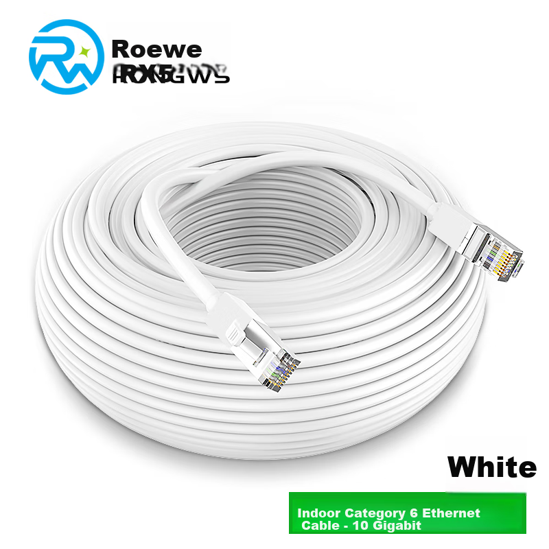Rongweisheng Indoor Cat6A Ethernet Cable, for Engineering And Home Use, Computer Broadband Monitoring, Pre-Made Network Patch Cord, 90 Meters Gigabit Network Connection Cable, White, RWS-CPWX