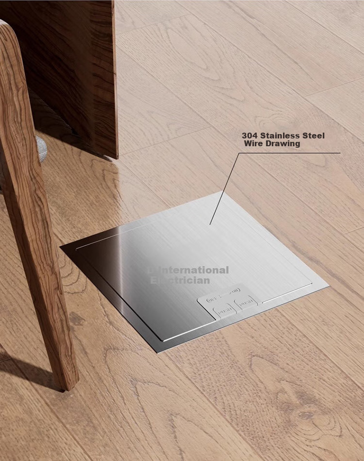 FDD Flat Invisible Floor Socket, Hidden Stainless Steel Waterproof Recessed Floor Socket, Ultra-Thin Floor Socket, Ten-Hole 5