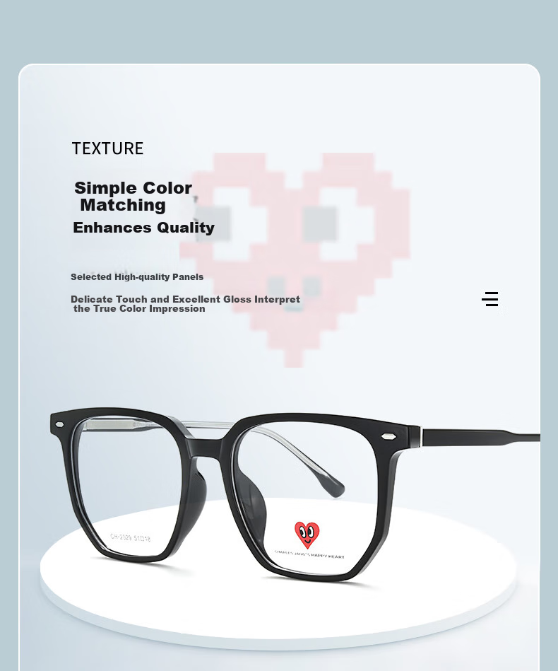 Chaersitaoxin Gradient-Colored Glasses Frame with Anti-Blue Light Lenses, Unisex Large Frame CH2029 for Myopia Correctio 4