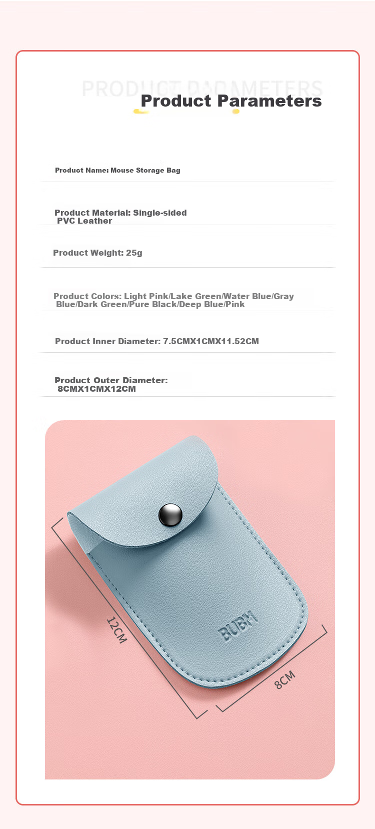 Biyoumei Travel Accessories, Protective Case for Wireless Bluetooth Mouse, Portable Storage Bag for Travel 10