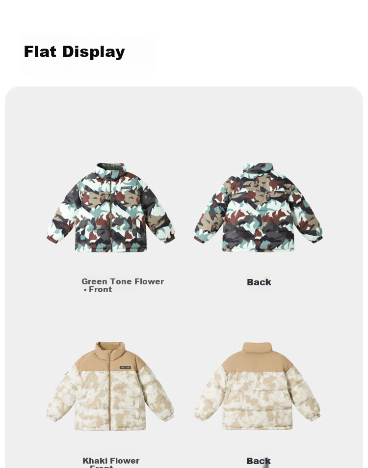 Annil Boys' Short down Jacket, 2024 Winter New Camouflage Warm Coat with Triple Protection, Khaki Floral Pattern, Size 110 10