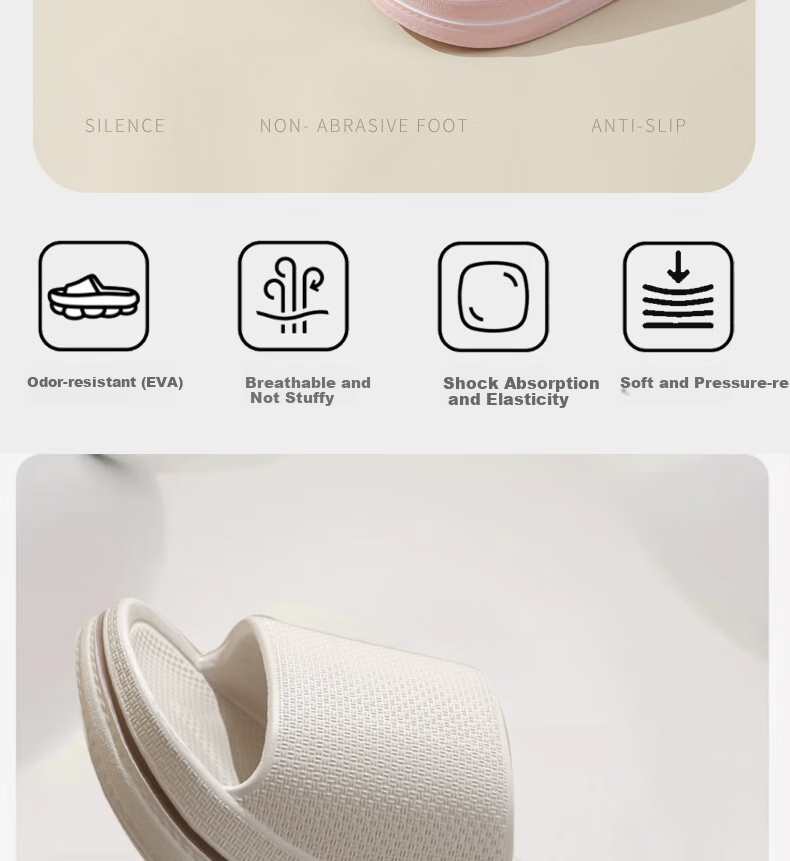 Huameijianbu Home Couple Slippers, Thickened, Non-Slip, Quiet, Macaron Color, Men's And Women's Sandals, HM617, Khaki, Size 42-43 2