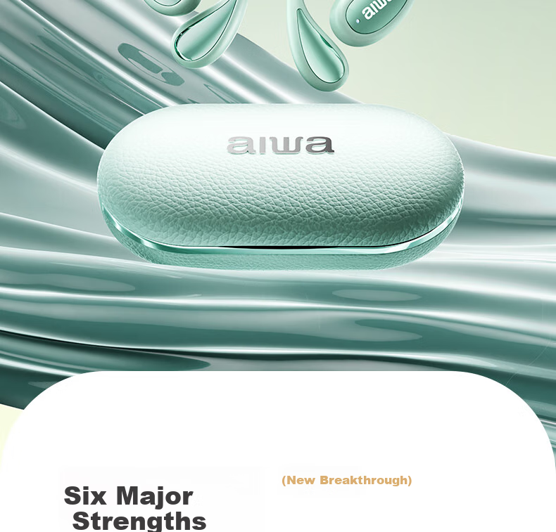 Aiwa Aw35 [Luxury New Experience] Ear-Hook Bluetooth Headphones, Bone Conduction Concept, Open Wireless Sports Headphones, Compatible with Huawei, Xiaomi, Apple, Latest Model 2025, White 2