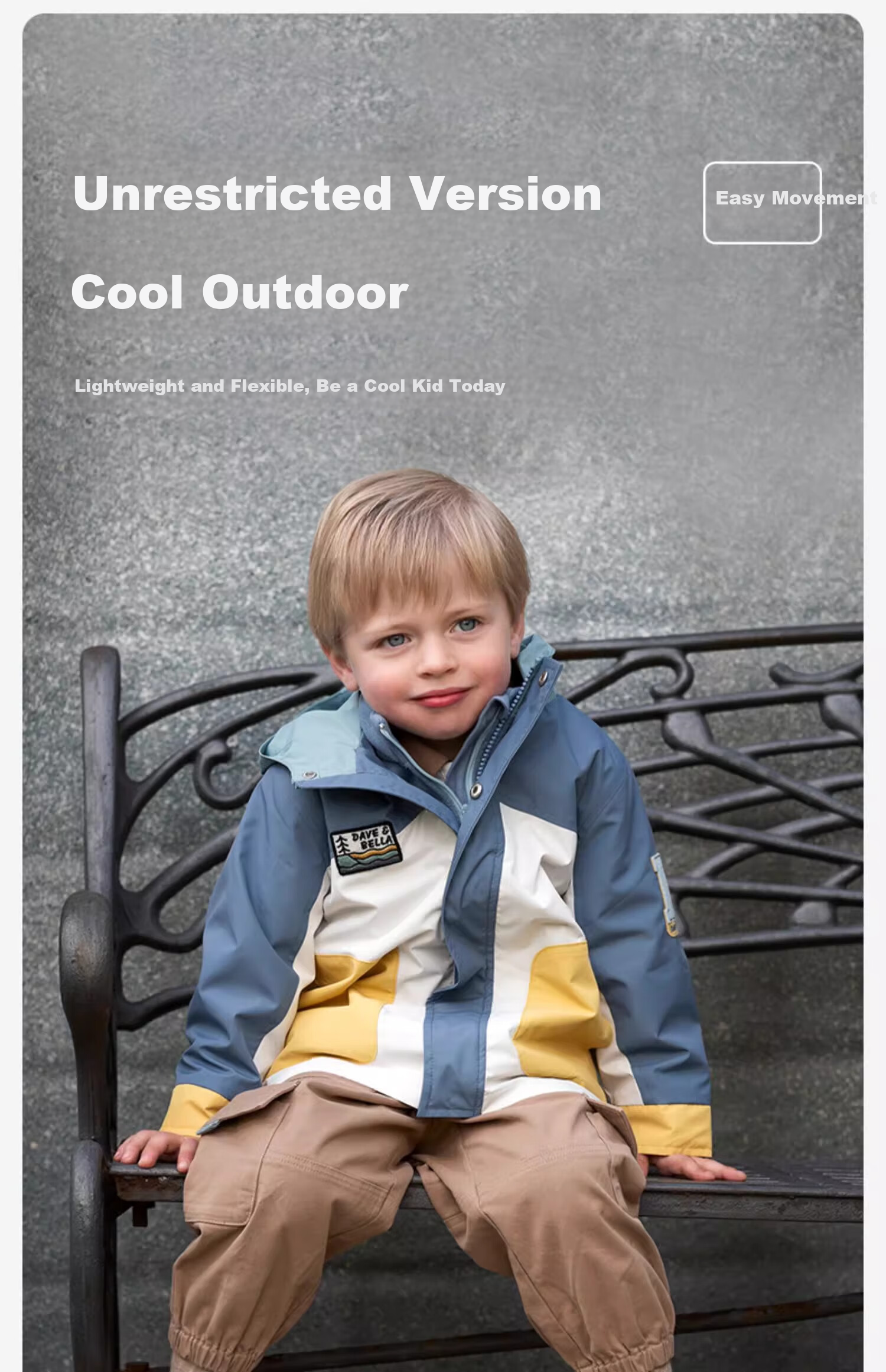 DAVE & BELLA [Easy Fit] Children's 3-In Windbreaker, Spring And Autumn Waterproof Jacket for Boys And Girls 10
