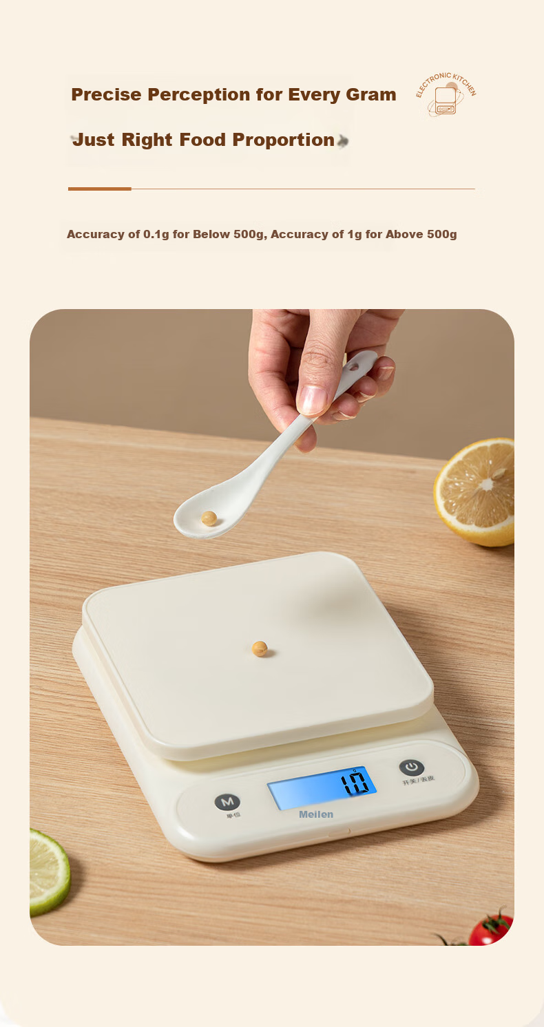 Meilen Electronic Kitchen Scale, Home Small High-Precision Weighing Scale for Baking, Food, Coffee, Chinese Medicine, Precise 0.1g 6