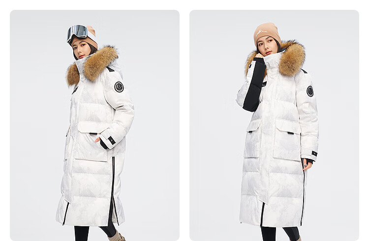 BOSIDENG Extreme Cold Goose Down Jacket Unisex Couple Thickened Long Winter Coat with Large Fur Collar 41