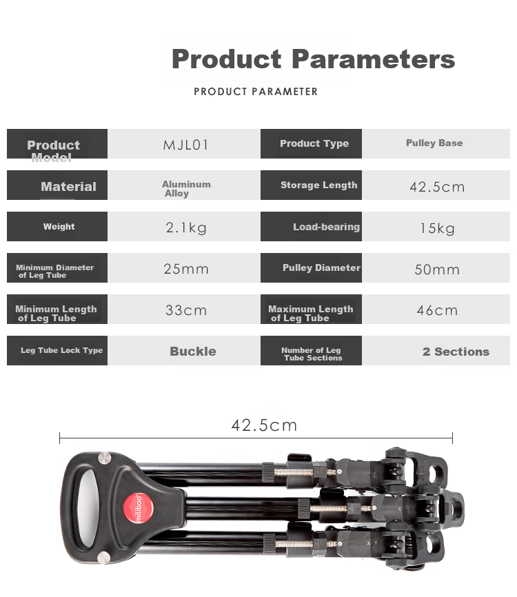 Milibo MJL Professional Tripod Caster Wheel, Camera Tripod Base Roller, Universal Caster Foot 2