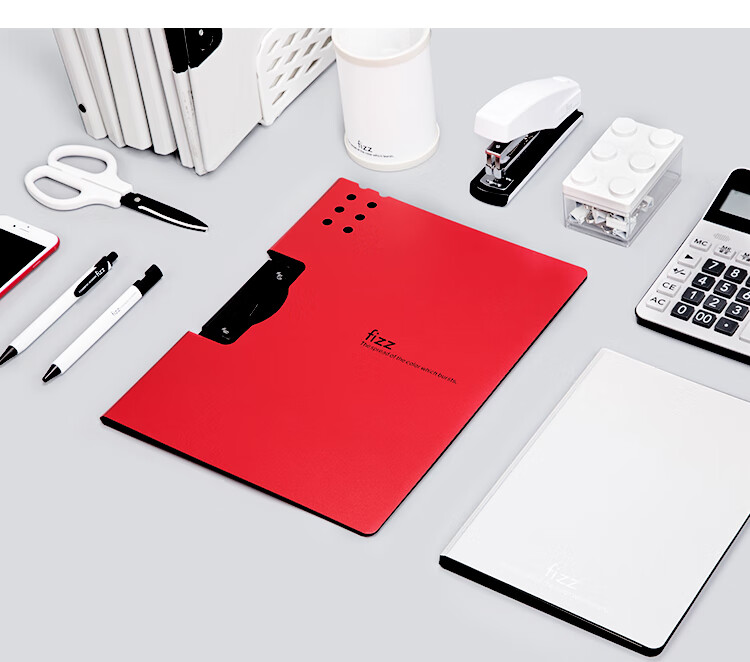 Fizz High-Quality A4 Vertical Thickened Hard File Folder/Tab Folder/Colorful Document Folder/Office Supplies Poetry Recitation Contract Folder Exam Paper Storage Folder Red A6381 13