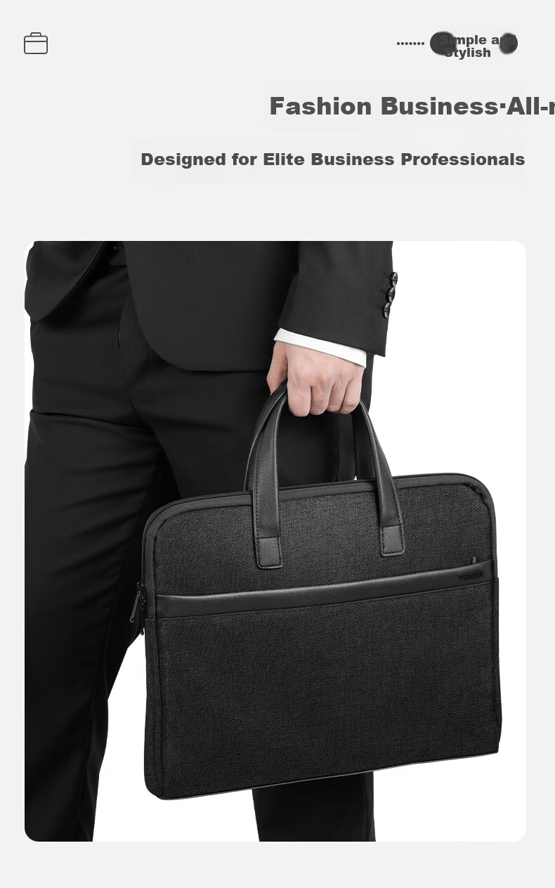 Youbili Briefcase, Handheld Zipper Business Bag, Conference Bag, Document Folder, Men's Style Business Office Supplies File Bag, Multifunctional Laptop Bag 8351 3
